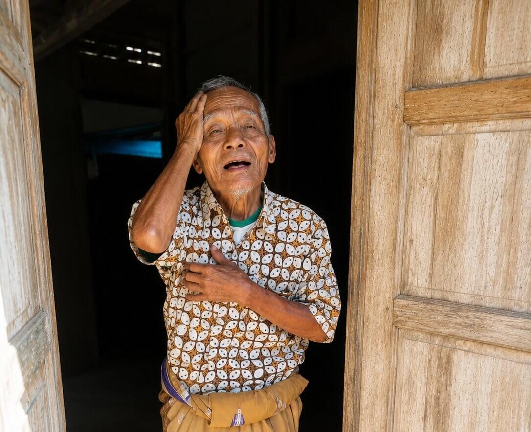 Mbah Sahal lansia dhuafa binaan donasibaju.id di Yogyakarta
